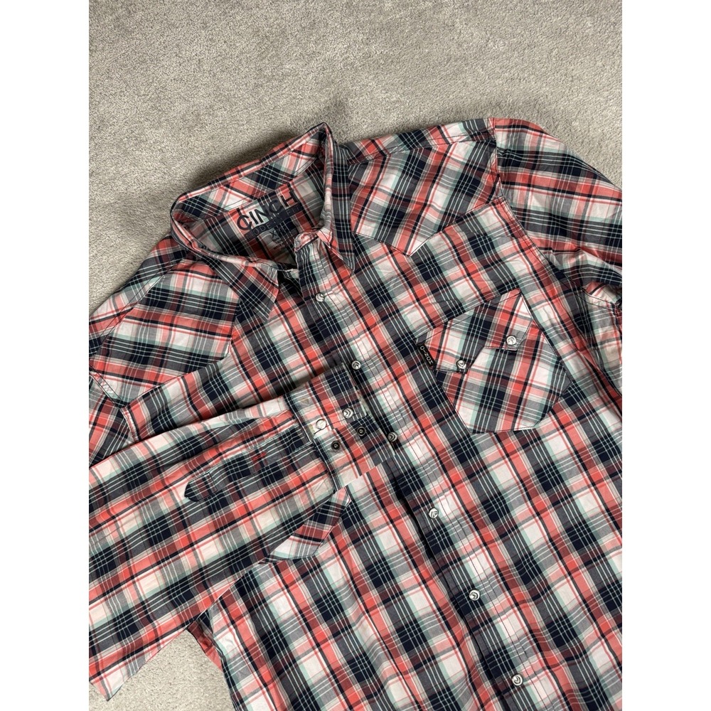 Cinch Modern Fit Pearl‎ Snap Shirt Long Sleeve Men's 2XL Western Plaid Cowboy